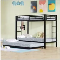 Flieks Etagenbett, Metallbett Hochbett Kinderbett 90x200cm mit Ausziehbett 90x190cm