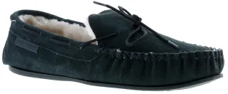 Hush Puppies Allie Leder Womens Mokassin Memory Foam Kunstfell navy