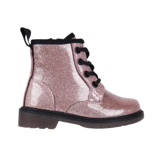 Miso - "Brandi" Glitzer Stiefeletten für Mädchen, Seitlicher Reißverschluss, Blockabsatz (Pink)