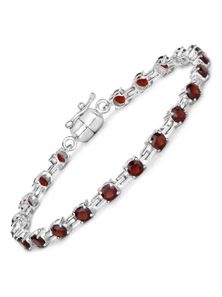 Vira Jewels Armband 925-Sterling Silber rhodiniert Granat rund