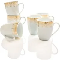Retsch Arzberg Becher DUSTY, 6-teiliges Becher-Set für 6 Personen, je 340 ml, 6-tlg., Porzellan, dezentes Dekor auf schlichtem Weiß