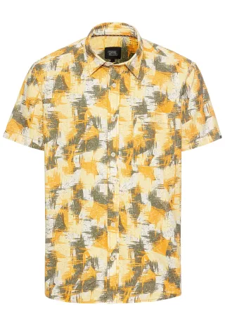 camel active - Kurzarmhemd mit Strukturmuster dusty citron - Gr. - XL