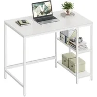 VASAGLE Schreibtisch Computertisch, Tisch, Bürotisch, 100/120/140cm, mit 2 Ablagen, moderner Stil