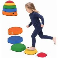 AIYAPLAY Stapelspielzeug Rutschfeste Trittsteine für Kinder Gleichgewicht & Motorik, (stapelbar Balance Steine, 5-tlg), für 2-8 Jahren, für Drinnen Draußen