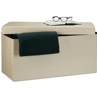 relaxdays Sitzbank mit Stauraum Kunstleder (1-St), Creme