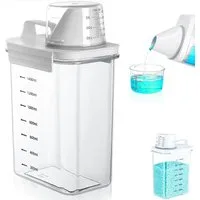 BlingBin Aufbewahrungsbox Waschpulver Luftdichter Waschmittelspender Mit Messbecher (1er Set, 1 St., 1800ml), mehrzweck-waschpulver-spender für Waschmittel, Getreide (1800ml)