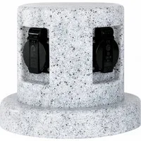 Grafner Gartensteckdose Gartensteckdose Steinoptik Steckdosensäule mit 4 Außensteckdosen, Breite oben: 16cm, Briete unten 21,5 cm
