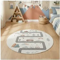 Carpettex Kinderteppich Straßen Spielteppich Kinder, Rund, Höhe: 8 mm