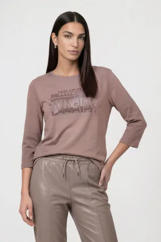 monari - T-Shirt mit Schmuck taupe - Gr. - 40