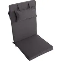 LILENO HOME Hochlehnerauflage mit Kopfkissen, bequeme Sitzauflage für Gartenmöbel, Stuhlkissen, (1er Set), Polsterauflage in Anthrazit, Sitzpolster waschbar für Klappstühle