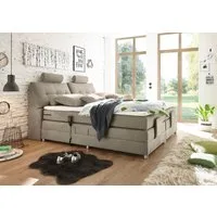 ED EXCITING DESIGN Boxspringbett Palermo, inkl. Motor, Topper, Kopfstütze und Stauraum im Kopfteil