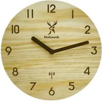 Holzwerk Funkwanduhr moderne Designer Loft Funk Holz Wand Uhr (Nahezu lautloses Uhrwerk, analog, 25 cm)