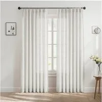 BTTO V&G Gardine Vorhänge Transparenter Gardinen,Leinenvorhang mit Quetschfalten (2 St), transparent, mit Haken und Ringen,Boho Lichtfilternder Vorhänge,2 Stück