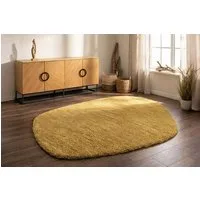 riess-ambiente Designteppich ORGANIC 180x120cm senfgelb - Baumwolle, Hochflor, Indoor, sonnig, oval, Höhe: 2.5 mm, Geeignet für Fußbodenheizungen - ideal für Wohn- und Schlafzimmer