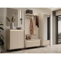 Compleo Garderoben-Set mit Lamellen, (Kleiderschrank, Kleiderbügel, Schuhregal, Kommode), Garderobenmöbel im Modern Stil