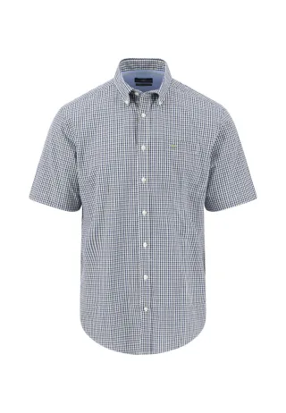 Fynch Hatton - Kurzarmhemd mit Karomuster und Button-Down-Kragen blau/grün - Gr. - 3XL