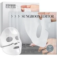 Sungboon Editor Gesichtsmaske Deep Collagen Power Boosting Mask – Koreanische Gesichtsmaske mit 2.160.000 ppb Kollagen, 9 Peptiden, Overnight & Tagespflege, für alle Hauttypen, 4 Masken à 37 g