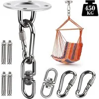 SURFOU Deckenhaken für Hängesessel Schaukel 180° Drehen Edelstahl Schwingfeder, (für Boxsack, Yogatuch und Schaukel), Deckenhalterung für Hängematte Hängesessel Halterung bis 450 kg