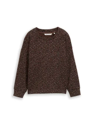 Denim Tom Tailor - Loose Fit Sweatshirt mit Leo-Print brown black leo print - Gr. - XL
