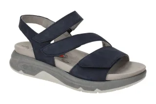 Gabor 46.882.36 Damen Sandale ROLLINGSOFT Blau Nubuk Klett Gummisohle