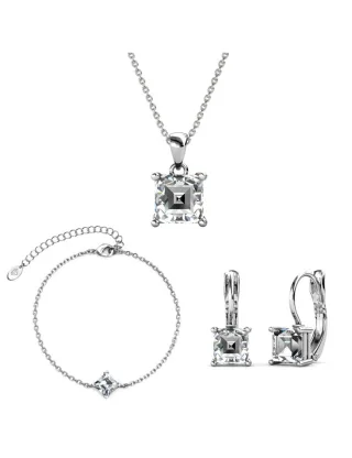 Einfaches quadratisches Set und Box - Silber und Kristall