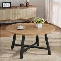 GarveeMore Couchtisch Runder Couchtisch 91 cm im Industrial-Design mit X-Metallgestell (1-St)