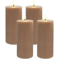 relaxdays LED-Kerze 4er Set 18 cm, Mocha Mousse