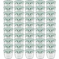 Wellgro Vorratsglas Einmachgläser Schraubdeckel grün kariert - 230 ml, (50-tlg)