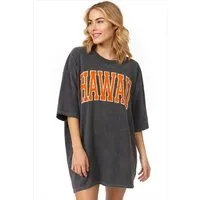 Worldclassca T-Shirt Worldclassca Oversized Print HAWAII T-Shirt Lang Sommer Tee Oberteil Neue Kollektion - Stilvolle und gemütliche Streetwear Mode für Damen