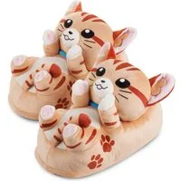 Corimori Tier Pantoffeln für Erwachsene Einheitsgröße 34-44 Plüsch Hausschuhe (Packung, Geschenk) EU Einheitsgröße 34-44, Kater Leeroy, für Kinder und Erwachsene