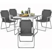 Mojawo Essgruppe 5-teiliges Campingmöbel Outdoormöbel Set Alu L80xB60xH68cm Anthrazit