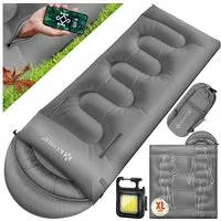 KESSER Deckenschlafsack Camping Schlafsack Outdoor 175x83cm 4 Jahreszeiten (Campingschlafsack inklusive Campinglampe & Seitentasche), für Erwachsene & Kinder Leicht Tragbar Warm & Wasserabweisend