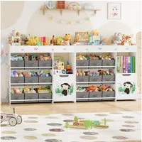 HOMECHO Spielzeugtruhe (2 St), Kinderregal mit 9 Stoffschubladen, Weiß