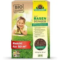 Neudorff Rasendünger Azet Bio RasenDünger für 50 m² - 2,5 kg, sorgt für eine dichte, grüne und strapazierfähige Rasenfläche, mit 6 Monaten Langzeitwirkung, Auch für mährobotergepflegte Rasenflächen geeignet