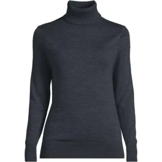 Merino-Rollkragenpullover, Damen,  Grau, Wolle, by Lands' End