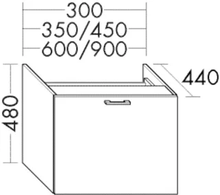 Burgbad Unterschrank zu M3 Sys30 PG4 Sana 480x300x440 Eiche Tabak, WVEL030F6333 WVEL030F6333
