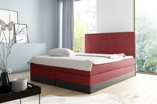 Boxspringbett Schlafzimmerbett VELARO 140x200cm Rot-Schwarz
