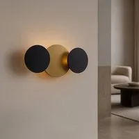 Qazqa Wandleuchte Sunrise, LED fest integriert, Extra-Warmweiß, QAZQA Wand­leuchte, integrated, Schwarz, Metall, Modern