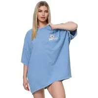 Worldclassca T-Shirt Worldclassca Oversized Print HAPPY T-Shirt lang Sommer Oberteil