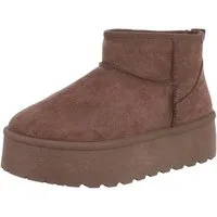 Ital-Design Damen Snowboots Freizeit Snowboots Plateaustiefeletten Snowboots Flach Plateaustiefeletten in Braun