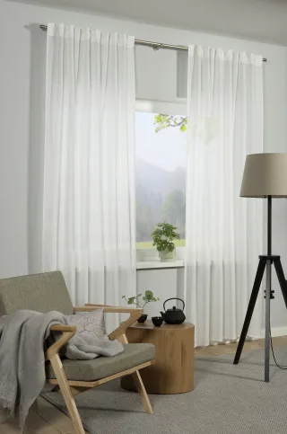 GARDINIA Gardine "GRS Schal Zen Silence mit Gardinenband" 1 Stk. tlg. blickdicht, Kunststoff, Stoff aus 50 % recyceltes Polyester