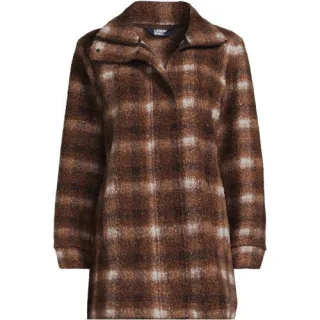 Gemusterte Bouclé-Jacke, Damen,  Braun, Polyester, by Lands' End
