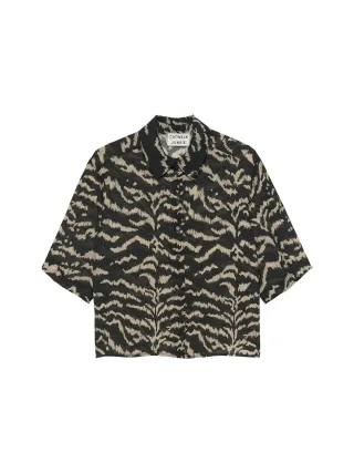 Catwalk Junkie - Short sleeve tiger blouse black - Gr. - 36