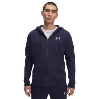 Under Armour - Hoodie mit durchgehendem Reißverschluss für Herren, Fleece, Ärmel mit Streifen (Mitternachtsblau/Weiß)