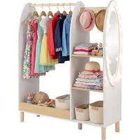 COSTWAY Kleiderständer, Mit Spiegel, Garderobe, Regalen & Haken für Kinder
