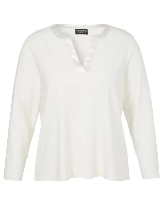 VIA APPIA DUE - T-Shirt V-Ausschnitt 1/1 Arm Materialmix creme - Gr. - 50