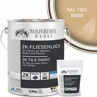 WO-WE Fliesenlack 2K Fliesenfarbe Fliesen Lack Bodenfliesen W712, 2,5Kg, Seidenglänzend, Epoxidharz