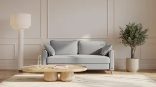 BRUNO Schlafsofa 160cm in Silver Grey Grau | Flow | stabiles Massivholz & Boxspringkomfort
