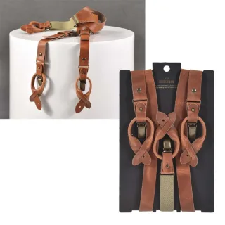 Sir Redman Leder Hosenträger Herren zum Knöpfen und Clippen WORK – Leder cognac. Exklusives Design für einen souveränen und geordneten Auftritt.
