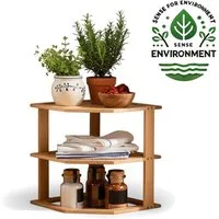 LS-LebenStil Küchenregal Eckregal Holz 27x25cm stehend Aufbewahrungsregal Gewürzregal, Küche & Bad - Gewürzregal über Eck - Organizer für Tassen Gewürze 1-tlg., Dekoregal als für Arbeitsplatte - Badregal Ablage Modern Platzsparend